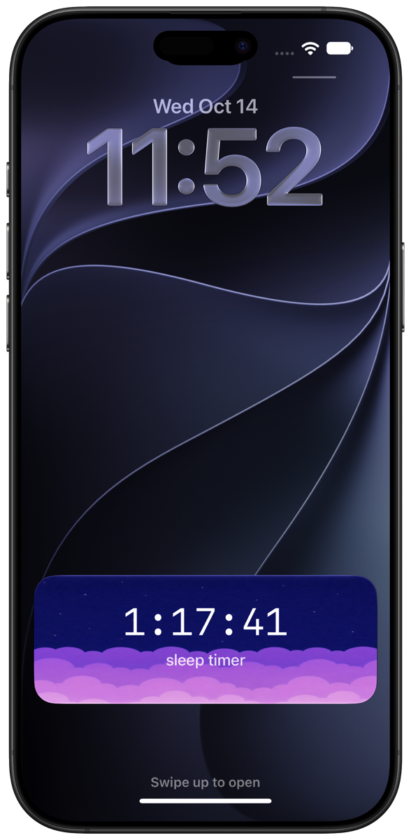 Tiny Rest sleep timer running on the iPhone Lock Screen